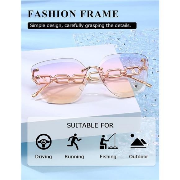 AEVOGUE Sunglasses For Women Oversized Rimless main image 5